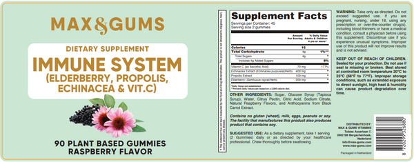 Max & Gums Immune System Supplements - Vitamins Private label - Gummy Vitamins