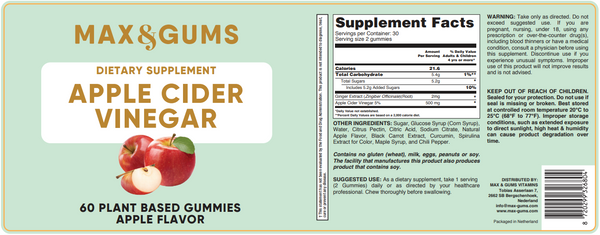 Max & Gums Apple Cider Vinegar Supplements - Vitamins Private label - Gummy Vitamins