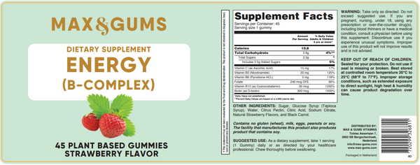 Max & Gums Energy B-Complex Supplements - Vitamins Private label - Gummy Vitamins